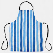 Blauw en wit handbeschilderde strepen schort (Voorkant)