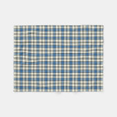 Blauw en wit Hannay Clan Tartan Fleece Deken (Voorkant (Horizontaal))