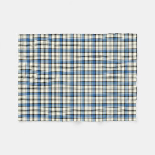 Blauw en wit Hannay Clan Tartan Fleece Deken (Voorkant (Horizontaal))