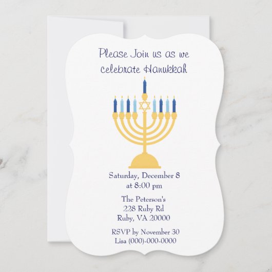 Blauw en wit Hanukkah-feest Kaart (Voorkant)