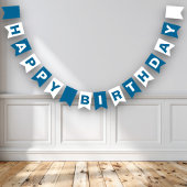 Blauw en wit Happy Birthday Vlaggetjes