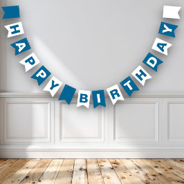 Blauw en wit Happy Birthday Vlaggetjes