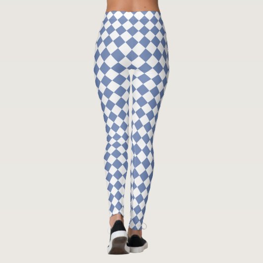 Blauw en wit Harlequin Diamond Pattern Leggings (Achterkant)