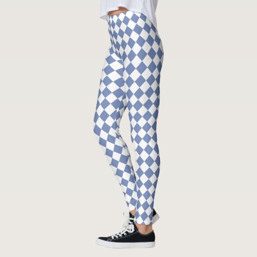Blauw en wit Harlequin Diamond Pattern Leggings (Links)