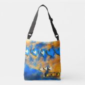 Blauw en wit hart crossbody tas (Voorkant)