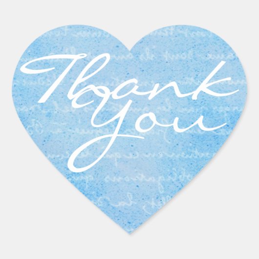 Blauw en Wit Hart Dank u Envelopzegel Sticker (Voorkant)