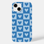 Blauw en wit hart geruit telefoonhoesje Case-Mate iPhone case (Achterkant)
