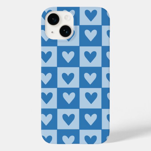 Blauw en wit hart geruit telefoonhoesje Case-Mate iPhone case (Achterkant)