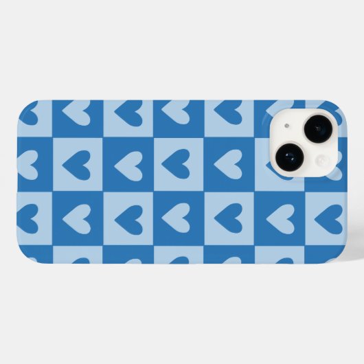 Blauw en wit hart geruit telefoonhoesje Case-Mate iPhone case (Achterkant (horizontaal))
