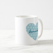 Blauw en wit hart koffiemok (Voorkant rechts)