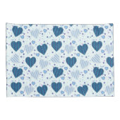 Blauw en wit hart kussensloop (Achterkant-Rechts)