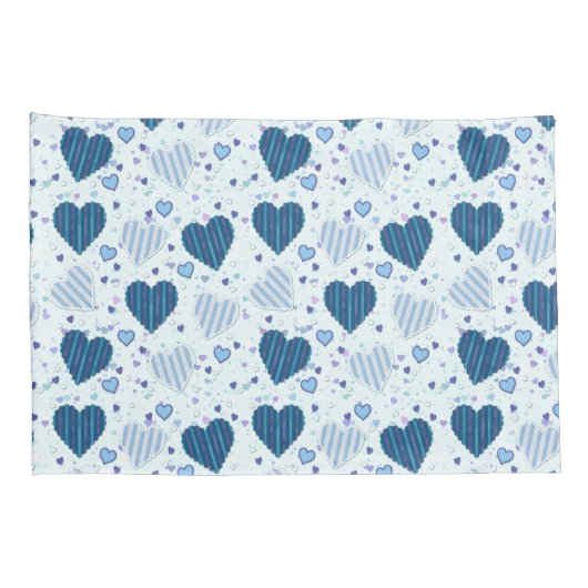 Blauw en wit hart kussensloop (Achterkant-Rechts)