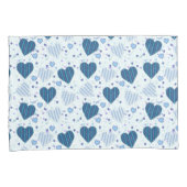 Blauw en wit hart kussensloop (Voorkant-Rechts)