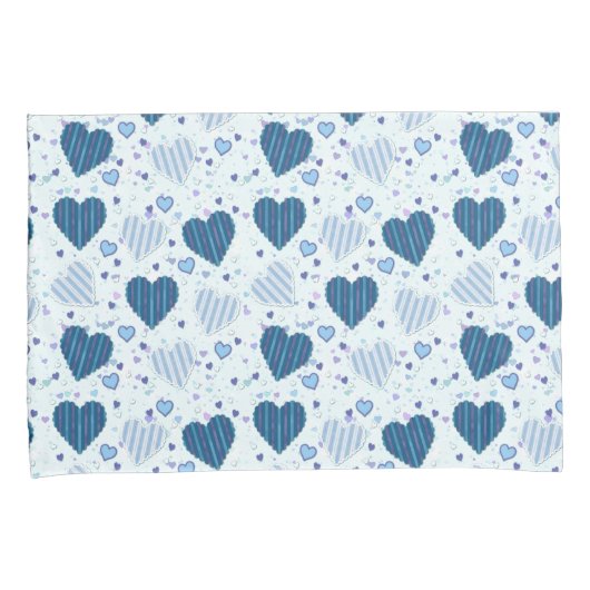 Blauw en wit hart kussensloop (Voorkant-Rechts)