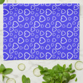 Blauw en Wit Hartjes Patroon Theedoek (Gevouwen)
