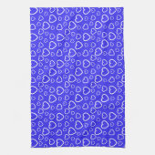 Blauw en Wit Hartjes Patroon Theedoek (Verticaal)