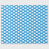 Blauw en wit Heart Pattern Wrapping Paper Cadeaupapier (Vlak)