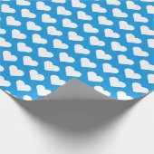 Blauw en wit Heart Pattern Wrapping Paper Cadeaupapier (Hoek)