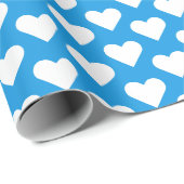 Blauw en wit Heart Pattern Wrapping Paper Cadeaupapier (Rol Hoek)