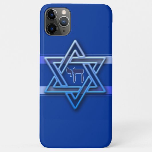 Blauw en Wit Hebreeuwse Chai Ster van David Case-Mate iPhone Case (Achterkant)