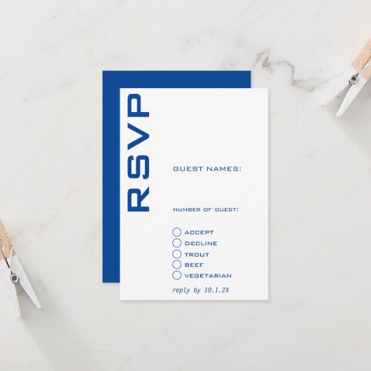 Blauw en Wit Hedendaags Kaart (Voorkant / Achterkant in situ)