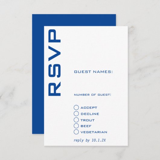 Blauw en Wit Hedendaags Kaart (Voorkant / Achterkant)