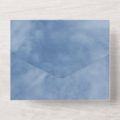 Blauw en wit hemel wolken hemelsbreed huwelijk all in one uitnodiging (Achterkant)