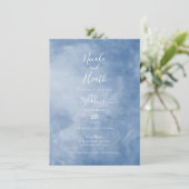 Blauw en wit hemel wolken hemelsbreed huwelijk kaart (Staand voorkant)