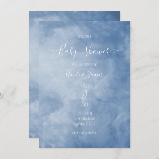 Blauw en wit hemel Wolken Keltisch Baby shower Kaart (Voorkant / Achterkant)