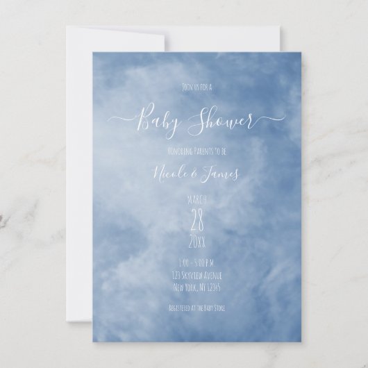 Blauw en wit hemel Wolken Keltisch Baby shower Kaart (Voorkant)