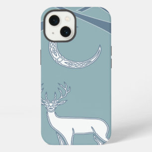 Blauw en wit hert in de Keltische kunst van het bo iPhone 13 Hoesje