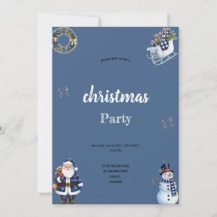 blauw en wit het kerstmanfeest uitnodiging