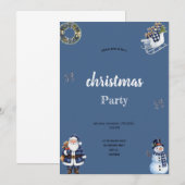 blauw en wit het kerstmanfeest uitnodiging (Voorkant / Achterkant)