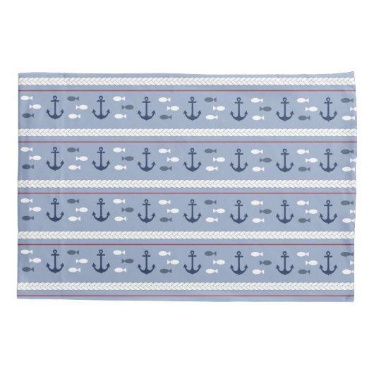 Blauw en wit Hoesje met buisvormige anchors Kussensloop (Achterkant)