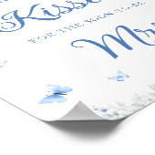 Blauw en Wit Hoeveel Kusjes Bruidsfeest Spel Poster (Hoek)