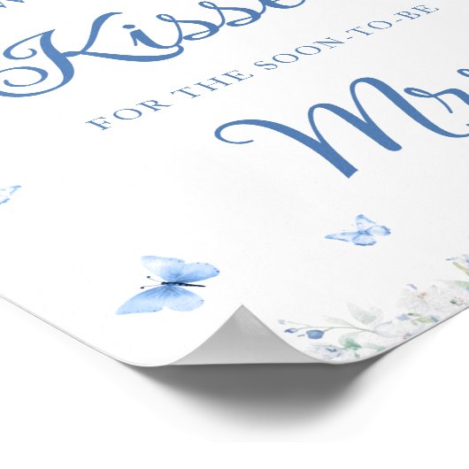 Blauw en Wit Hoeveel Kusjes Bruidsfeest Spel Poster (Hoek)