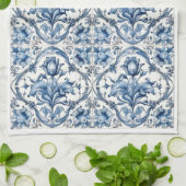 Blauw en wit Holland Aardewerk Tegel 2 Theedoek (Gevouwen)
