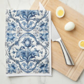 Blauw en wit Holland Aardewerk Tegel 2 Theedoek (Quarter Fold)