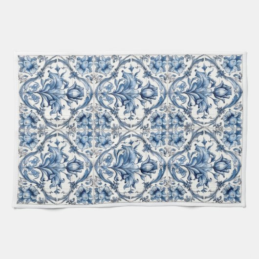 Blauw en wit Holland Aardewerk Tegel 2 Theedoek (Horizontaal)