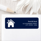 Blauw en Wit Home Return Adres Label (Insitu)