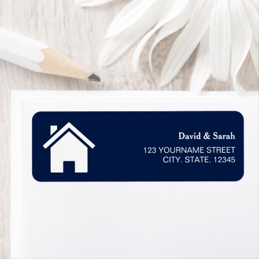 Blauw en Wit Home Return Adres Label (Insitu)
