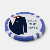 Blauw en wit homoseksueel Save The Date-pokerfiche Poker Chips (Enkel)