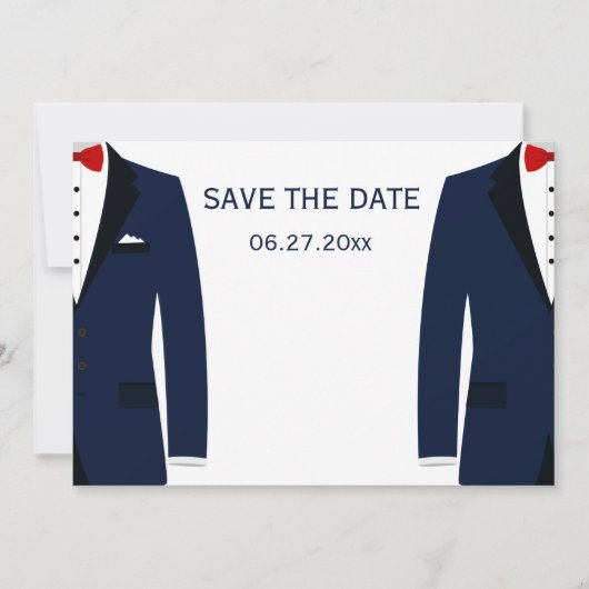 Blauw En Wit Homotrouw Save The Dates Date (Voorkant)