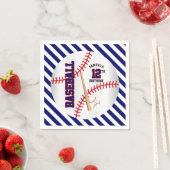 Blauw en wit honkbal verjaardag | personaliseren servet (Insitu)