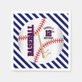Blauw en wit honkbal verjaardag | personaliseren servet (Voorkant)