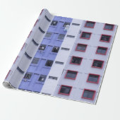 Blauw en wit hoogstijgend gebouw cadeaupapier (Uitgerold)