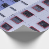 Blauw en wit hoogstijgend gebouw cadeaupapier (Hoek)