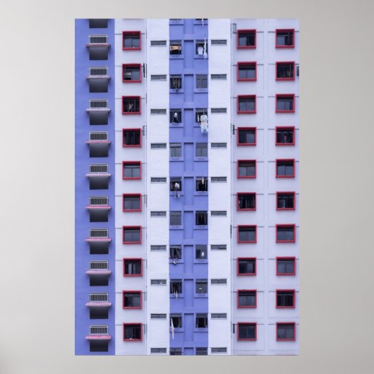 Blauw en wit hoogstijgend gebouw poster (Voorkant)