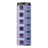 Blauw en wit hoogstijgend gebouw thermosbeker (Achterkant)