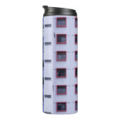 Blauw en wit hoogstijgend gebouw thermosbeker (Geroteerd rechts)